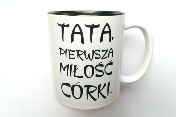 KUBEK TATA MIŁOŚĆ CÓRKI z CZARNYM WNĘTRZEM