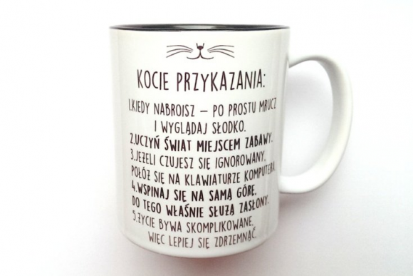 KUBEK Kocie przykazania z CZARNYM WNĘTRZEM