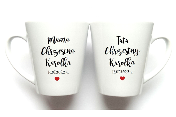 2 kubki dla rodziców chrzestnych ceramika 300 ml