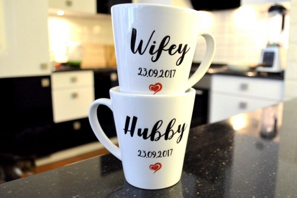 KUBKI ŚLUBNE Latte WIFEY/HUBBY